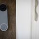 A photo of the Nest Doorbell with the button lit up